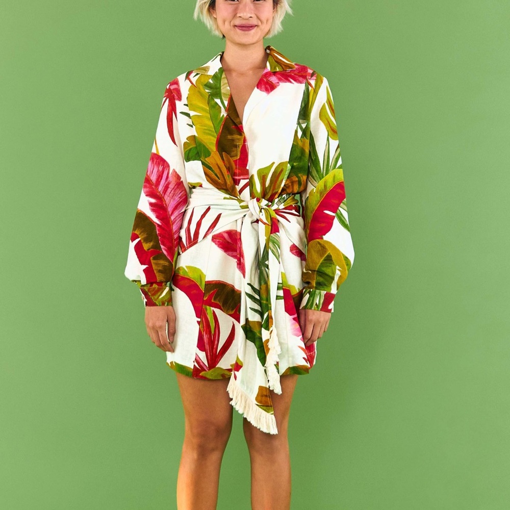 NWT farm rio spring forest fringe dress small